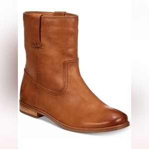 Frye Anna Short Tan/Brown Leather Pull On Boots- Sz 9